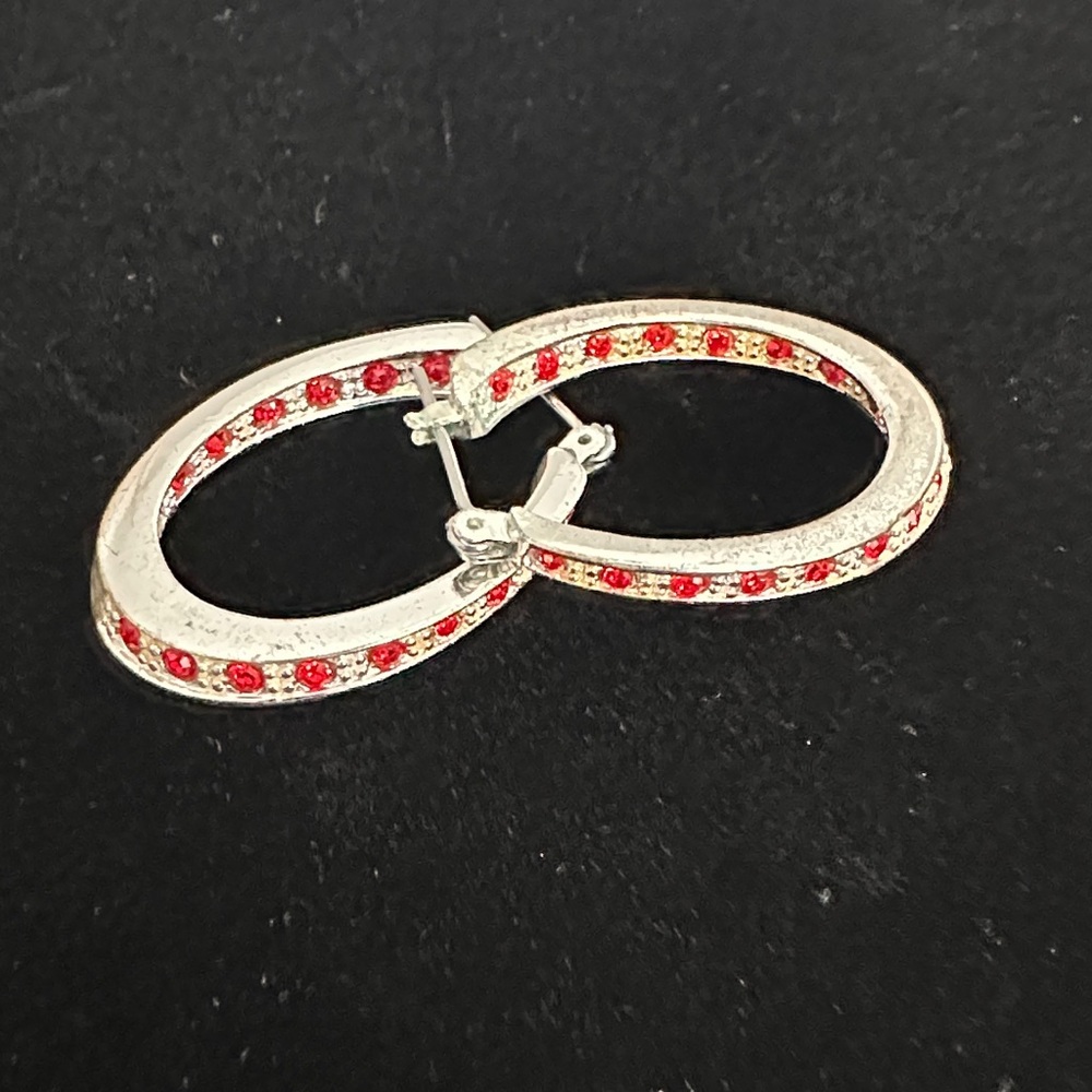 Free BOGO Silver and Red Hoop Earrings